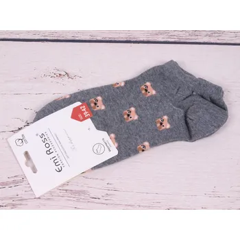 Dámské ponožky Ponožky Emi Ross nízké kotníkové tm. šedé s pejsky velikosti ponožek: 26-28 (EUR vel. 39-42)