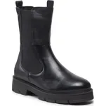 Černá kožená obuv s kožíškem Marco Tozzi 26441 (Kožené zateplené chelsea boty s elastickým prvkem)