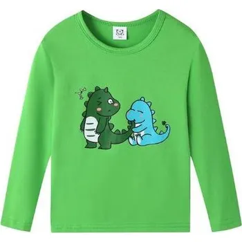 Čína Dětská trika s dlouhým rukávem - různé malované motivy Barva: zelená, dinosauři, Velikost: 130/6T