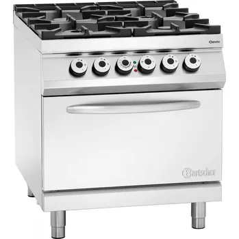 Sporák Plynový sporák 4 hořáky s elektrickou troubou, 800x900x900 mm | BARTSCHER, 2952271