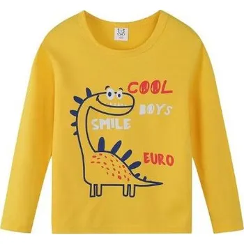 Čína Dětská trika s dlouhým rukávem - různé malované motivy Barva: žlutá, dinosaurus, Velikost: 130/6T