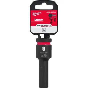 Gola hlavice MILWAUKEE 1/2" prodloužená průmyslová hlavice STD, 8mm