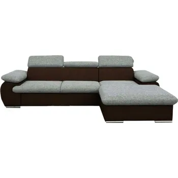 Sedací souprava Rozkládací rohová sedačka GRANBY šedá / hnědá