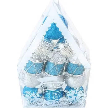 Vánoční dekorace baňky set 4cm/12ks modré+stříbrné 8886258 UNIPAP