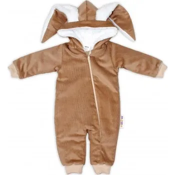 Kojenecké oblečení Baby Nellys Manšestrová kombinézka/overálek s kožíškem Cute Bunny - hnědá, 56/62 (0-3m)