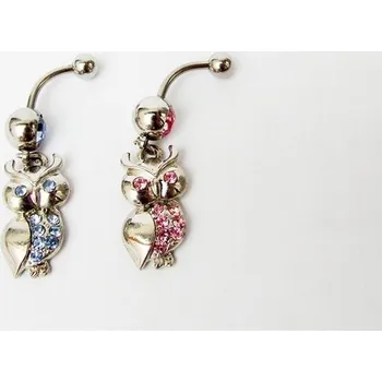 Piercing Piercing s přívěskem Sova Růžová