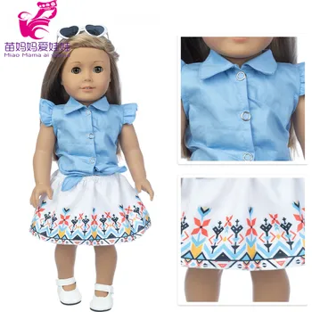 Dvoudílný set košilové halenky a sukně s ornamenty pro Baby Born či American Girl