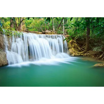 Fototapeta DIMEX | Vliesová fototapeta Vodopád v Asii MS-5-3260 | 375 x 250 cm | zelená, modrá, bílá, hnědá + Vliesová fototapeta na stěnu DIMEX Vodopád v Asii MS53260 v rozměru 375 x 250 cm + lepidlo zdarma