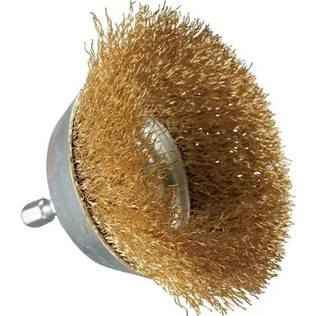 Příslušenství k vrtačce Hrncový kartáč potažený mosazí Makita D-73639 - 75mm, 1/4" stopka šestihran