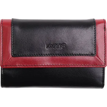 Peněženka Dámská kožená peněženka Lagen 4390/419 černá s červeným lemováním