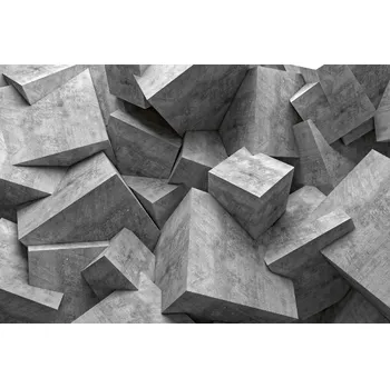 Fototapeta DIMEX | Vliesová fototapeta Beton 3D krychle MS-5-2590 | 375 x 250 cm | bílá, černá, šedá + Vliesová fototapeta na stěnu DIMEX Beton 3D krychle MS52590 v rozměru 375 x 250 cm + lepidlo zdarma