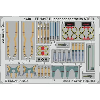 Plastikový model Eduard 1/48 Buccaneer S.2C/D seatbelts STEEL (AIRFIX)