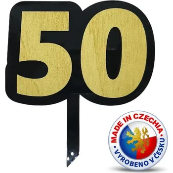 Jedlá dekorace na dort VypálímTi.cz 3D Zápich do dortu - Jubilejní 50