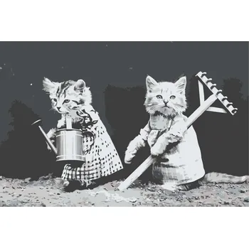 Malování podle čísel - Zahradní kočky Velikost: 40x60cm, Rámování: Pouze srolované plátno