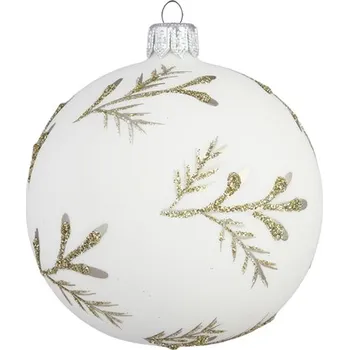 Vánoční dekorace Vánoční ozdoba matně bílá s větvičkami