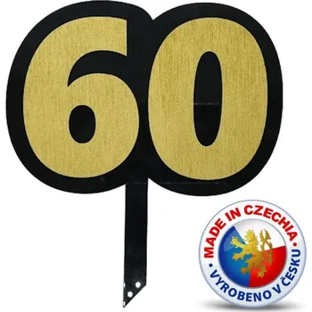 Jedlá dekorace na dort VypálímTi.cz 3D Zápich do dortu - Jubilejní 60