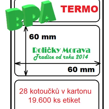 Papír Termo etiketa 60/60/40 700 ks v kotoučku cena za: 28 ks v kartonu 700 ks v kotoučku