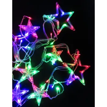 Vánoční dekorace Hjlight Průhledný řetěz se zavěšenými hvězdami světýlky 2.5 m--Vánoční LED osvětlení