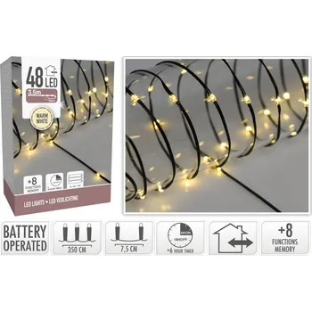 Venkovní osvětlení Dekorativní osvětlení 48 LED, 3,6m teplá bílá, na baterie (133726 041 AX9650120 osvětl. 48LED WW)