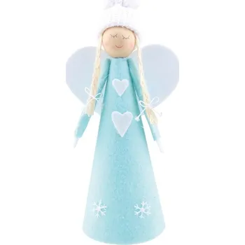 Vánoční dekorace Anděl na postavení 20 cm, modrobílý