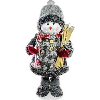 Vánoční dekorace Dekorace MagicHome, Sněhulák dívka s lyžemi, 50 cm
