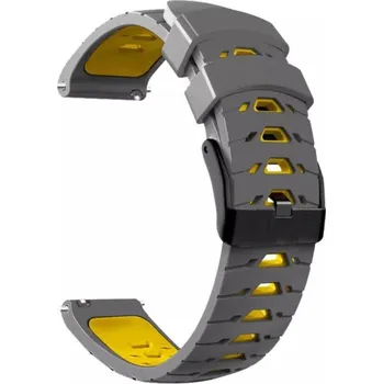 eses Silikonový vzorkovaný řemínek - Šedo žlutý, 20 mm