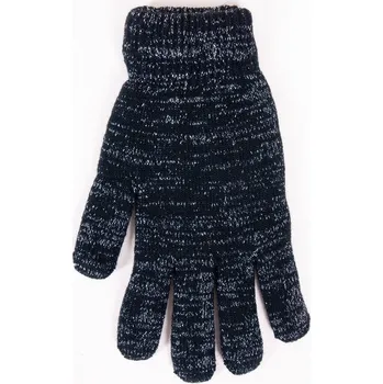 Rukavice YO Rukavice prstové TEPLÉ RED0081K černé lurex pro dotykový displej - mobil, tablet velikost rukavic: 22 cm
