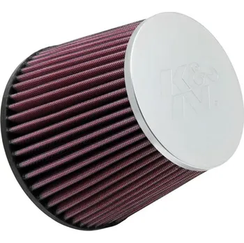Filtr pro motocykl K&N univerzální kulatý zkosený filtr se vstupem 70 mm a výškou 127 mm, kovový vrchlík