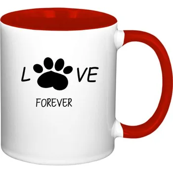 Hrnek malý barevný s potiskem Psí tlapka s nápisem forever