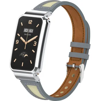 Ostatní příslušenství k chytrým hodinkám eses Kožený řemínek kombinovaný pro Xiaomi Smart Band 7 Pro - Šedý