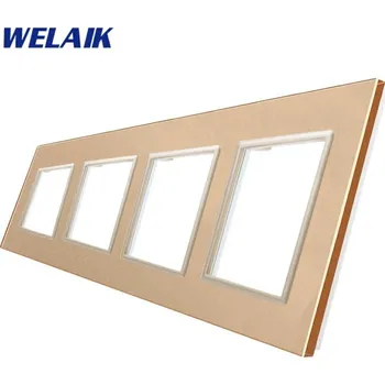 Elektrická zásuvka WELAIK rámeček na 4 zásuvky skleněný - ivory creme