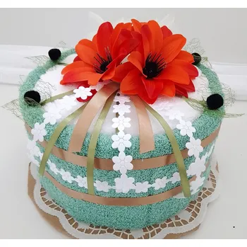 Bytová dekorace Veratex Textilní dort olivovo bílý