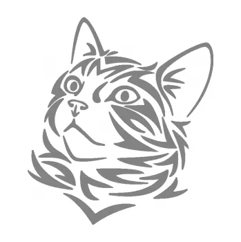 Samolepící dekorace SAMOLEPKA Kočka 028 levá hlavička (17 - šedá) NA AUTO, NÁLEPKA, FÓLIE, POLEP, TUNING, VLASTNÍ TEXT, TISK, AUTOSAMOLEPKY.cz, POLEPY, OBRÁZEK, LOGO, SAMOLEPKY