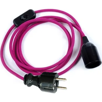 Příslušenství pro svítidlo Textilní kabel Fialový Světlý Fi-6 s objímkou, vypínačem a vidlicí