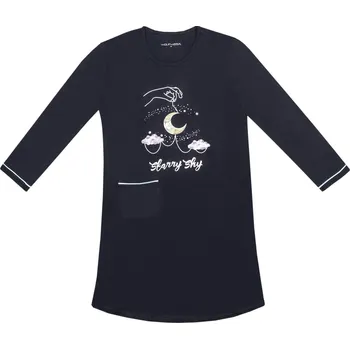 Dámská noční košile Dámská noční košile - Wolf D2241, tmavě modrá Barva: Modrá tmavě, Velikost: XL