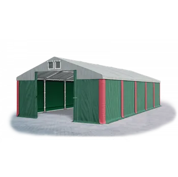 Zahradní stan Skladový stan 6x24x2m střecha PVC 560g/m2 boky PVC 500g/m2 konstrukce ZIMA PLUS Šedá Zelená Červená