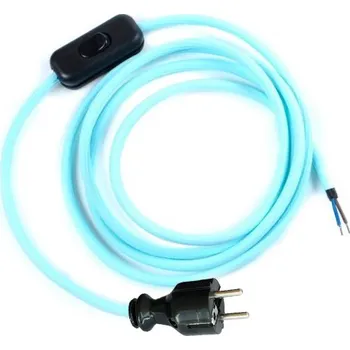 elektrický kabel Přívodní textilní kabel k lampičce 1,8 m Modrý Světlý 17, vidlice + vypínač