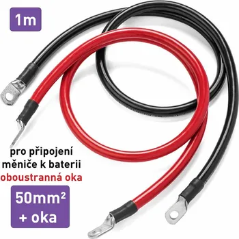 elektrický kabel Kabel propojovací s oky - 50mm², délka 1m (černý + červený)