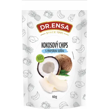 Sušená potravina BIO Kokosové chipsy Dr. ENSA 60g s MOŘSKOU SOLÍ (pražené kokosové plátky s mořskou solí)