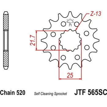 Řetězová sada pro motocykl Řetězové kolečko JT JTF 565-14SC 14 zubů, 520 Samočistící, Nízká hmotnost