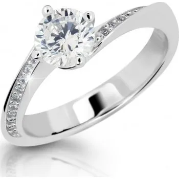 Prsten Zlatnictví Helios Zásnubní asymetrický prsten se zirkony Velikost: 54, Váha: 3,05g