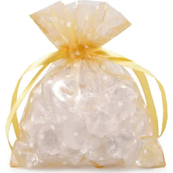 Dárkový pytlík puntíky 10x13 cm organza, barva 11 27 zlatá
