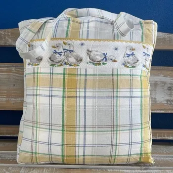 Kabelka Tegatex Bavlněná taška s housátky a károváním 40*40 cm