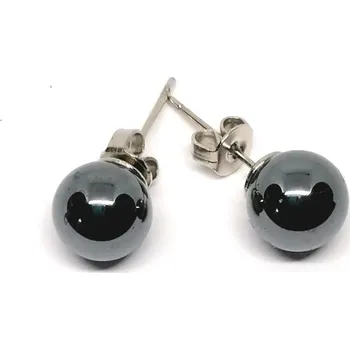 Náušnice Hematitové naušnice puzeta 8mm