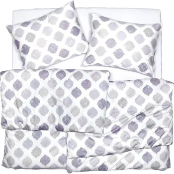 Povlečení SCANquilt povlečení SATÉN PLUS tapeta bílošedofialková 140 x 200/70 x 90 cm