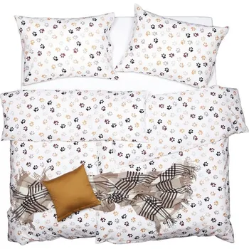 Povlečení SCANquilt povlečení KLASIK tlapky bílohnědá 140 x 220/70 x 90 cm