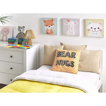 Dětský pokoj Sada dětských polštářů s nápisem oranžová bavlněný potah měkká výplň dětský pokoj Beliani