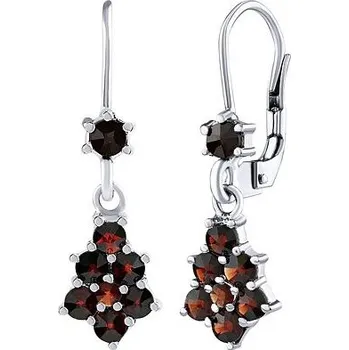 Náušnice Luxusní stříbrné visací náušnice Elba s pravými granáty SILVEGOB380098SKLGR