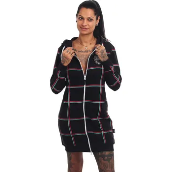 Dámská mikina Yakuza Checkered Long Zip Mikina s Kapucí Černá XS