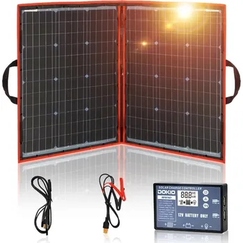 solární panel Dokio Přenosný solární panel flexibilní 100Wp, 5A, skládací solární panel (Solární nabíječka, solární panel pro nabíjecí stanice, skládací solární panel)